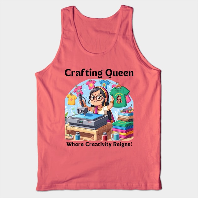 Crafting Queen:  Where Creativity Reigns T-shirt Design Tank Top by MugMusewear